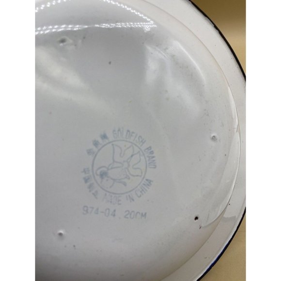 Gold Fish Brand Enamel 8” Plates Blue Pink and Red Flowers LOT 3 - Picture 7 of 14